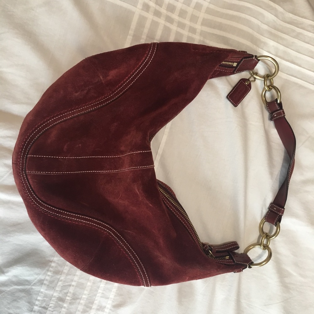 Vintage Suede “Hobo” Bag w/Brass Hardware